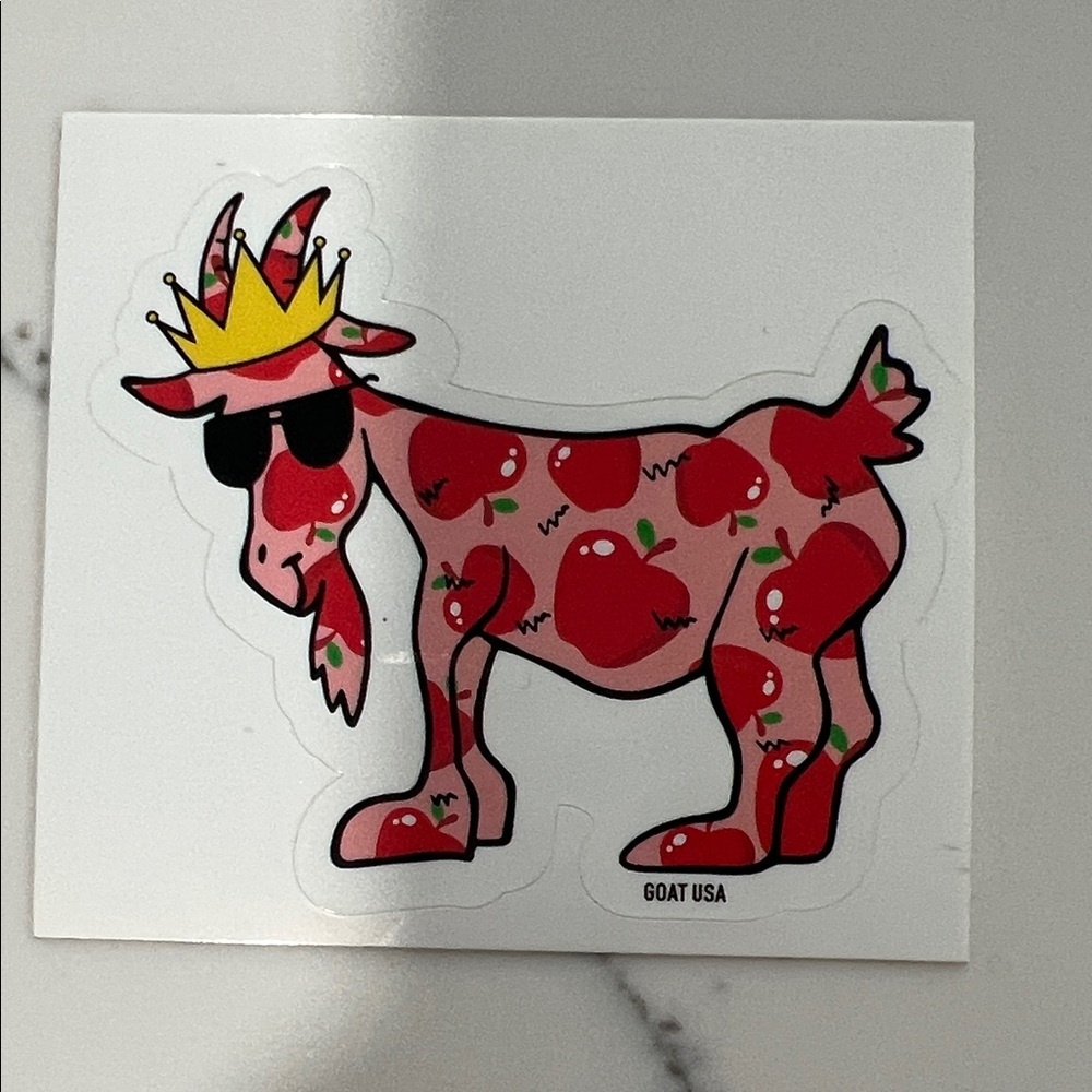 Crowned Apple-Print Goat Sticker